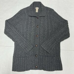 Duluth Trading Co. Women's Long Sleeve Fisherman Cardigan Sweater Gray Size XL